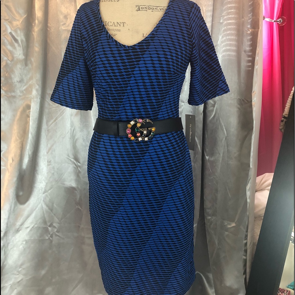 NWT NY COLLECTION  BLUE/BLACK DRESS 👗 - Picture 9 of 9